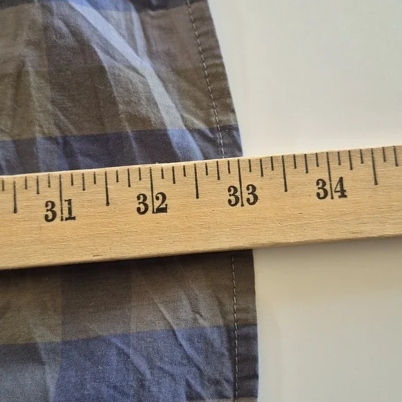 Cole Haan Men L Button Down Blue Gray Plaid Check Long Sleeve Cotton Blend - Picture 5 of 6